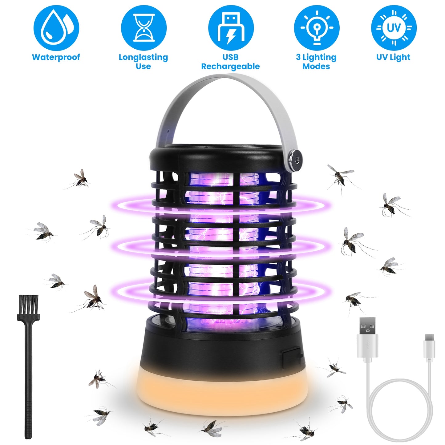 Rechargeable Bug Zapper Light with 3 Lighting Modes