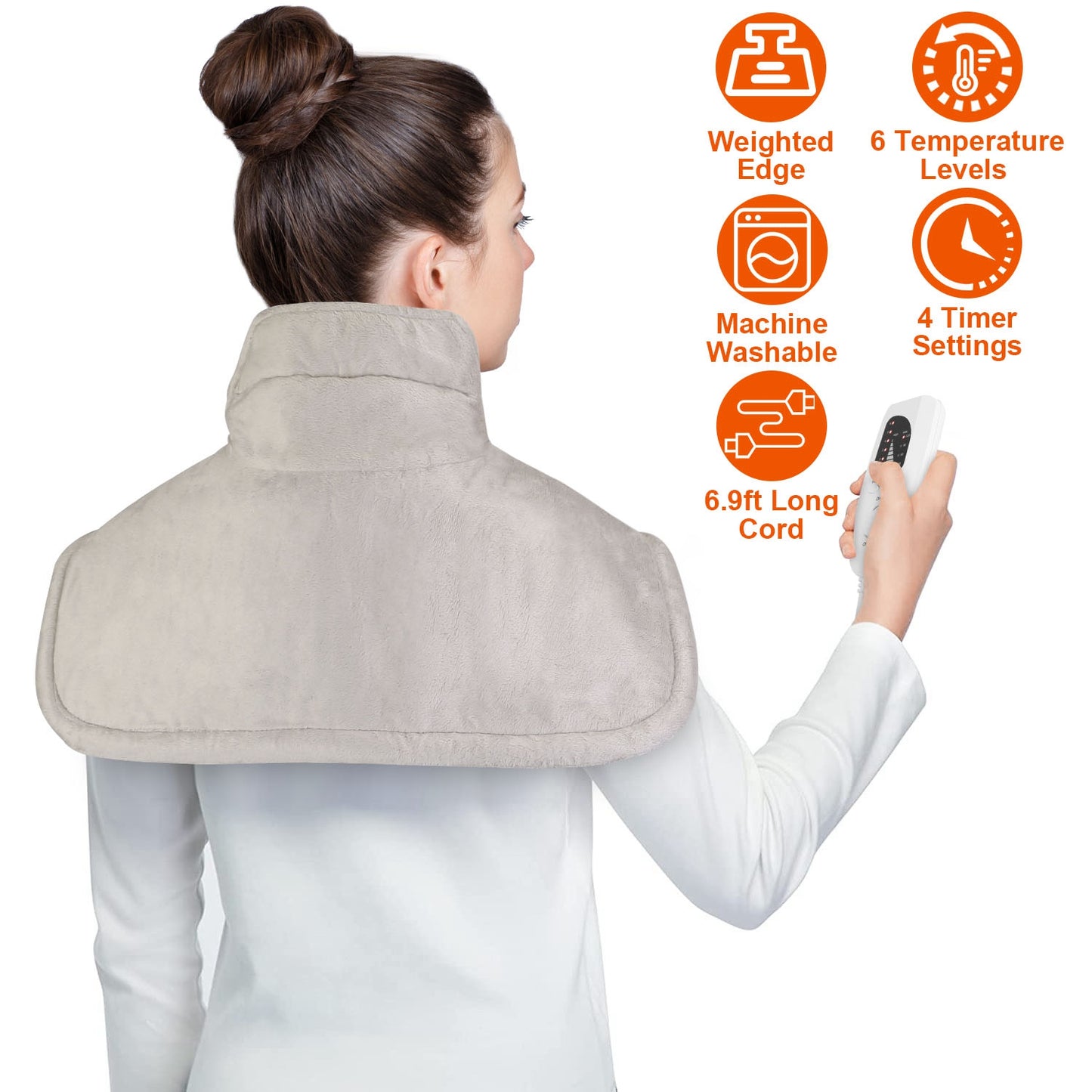 Weighted Heating Pad for Neck and Shoulders - 6 Heat Settings