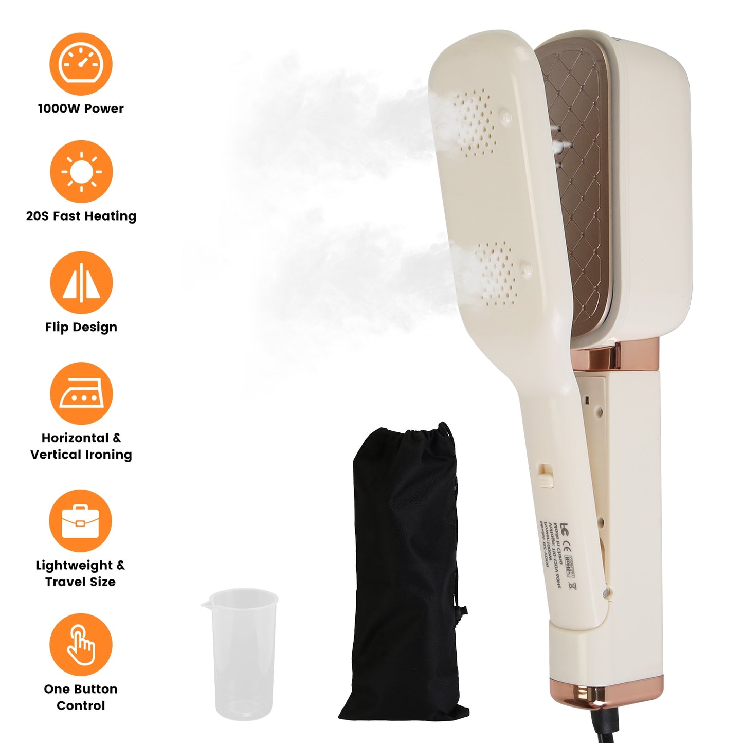 3-in-1 Travel Garment Steamer with 180° Rotating Head