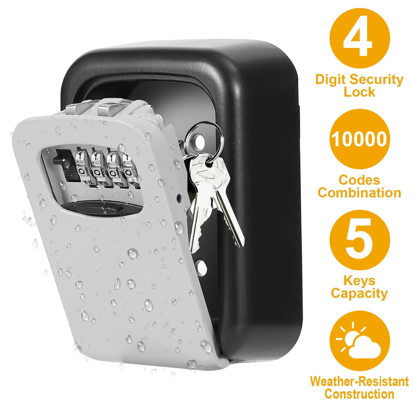 Wall Mounted Key Lock Box with 4-Digit Combination