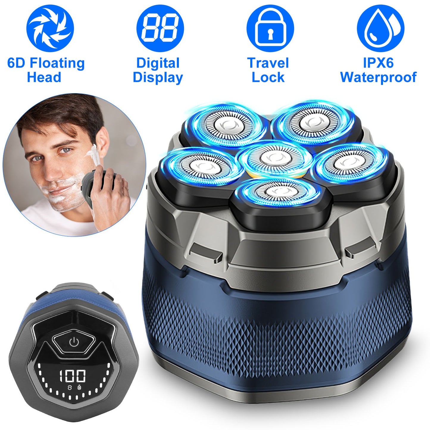 Cordless Electric Head Shaver For Men