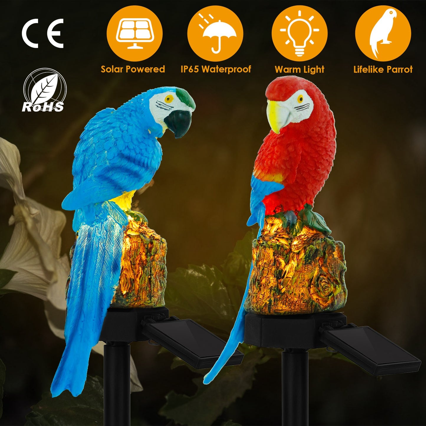 Solar Parrot Garden Light with Stake - Waterproof LED Outdoor