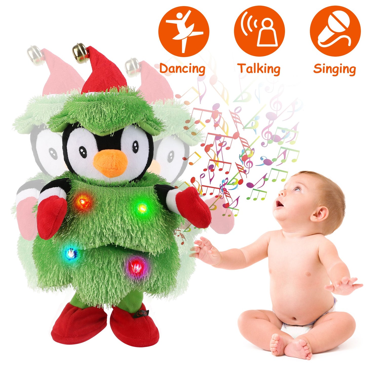Dancing Singing Plush Toy with Mimicking & Light-Up Features