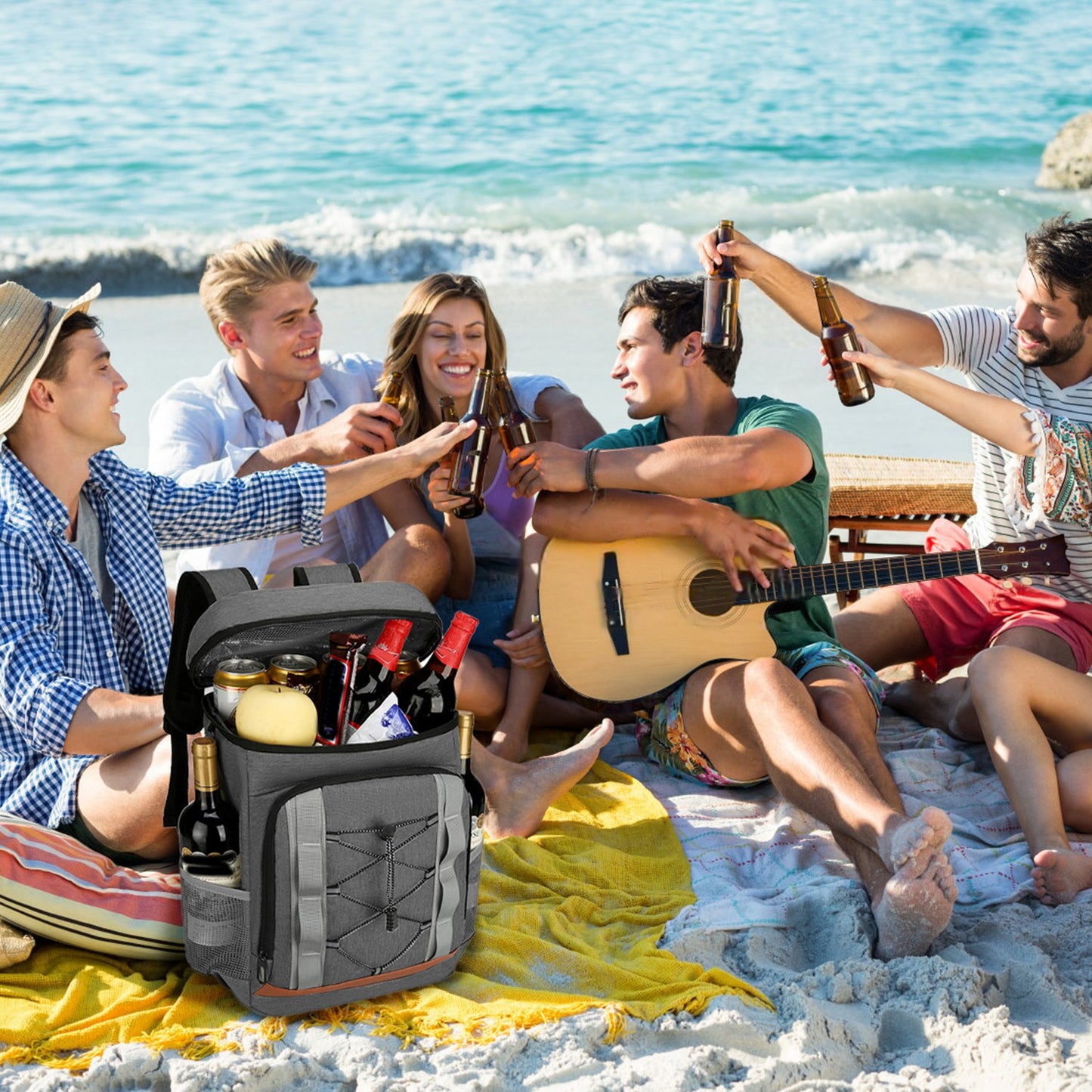 Insulated Cooler Backpack 36 Can Leakproof with Bottle Opener