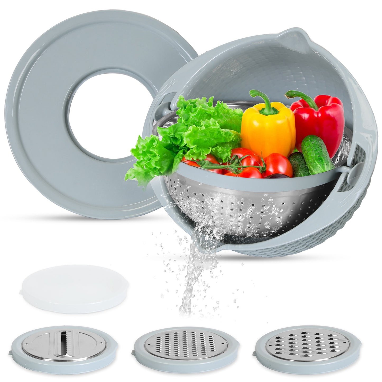 Mixing Bowl with Colander Set & 3 Graters - Multifunctional