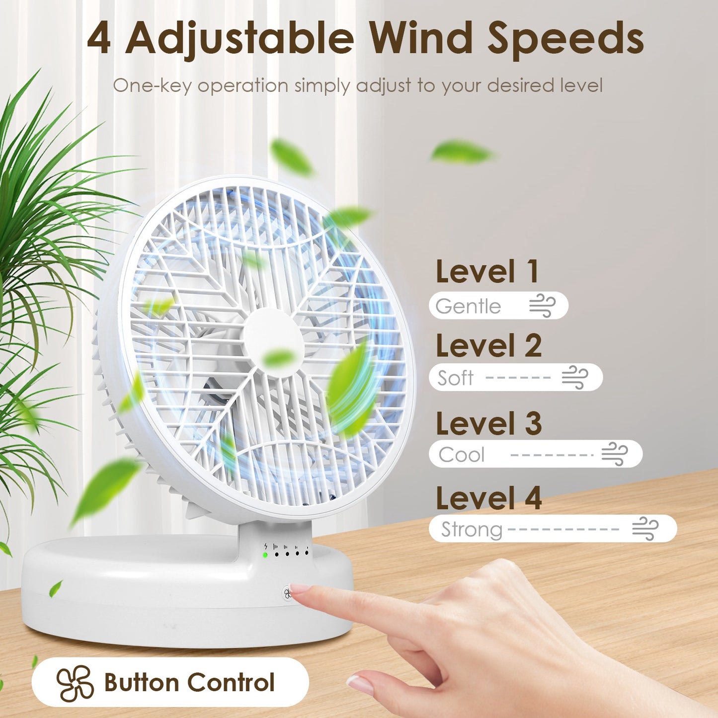 Foldable Desk Fan with 4 Speeds & 90° Adjustable Head