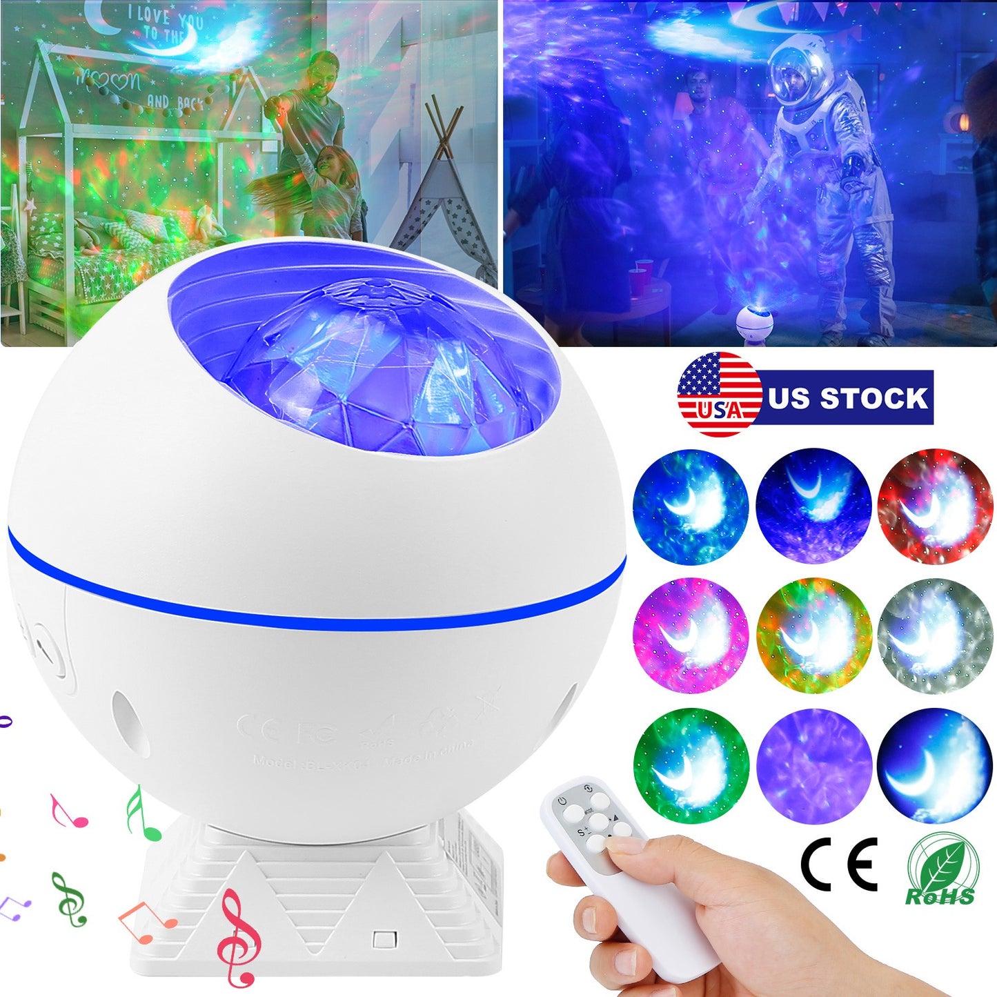 LED Star Projector Night Light with Remote Control