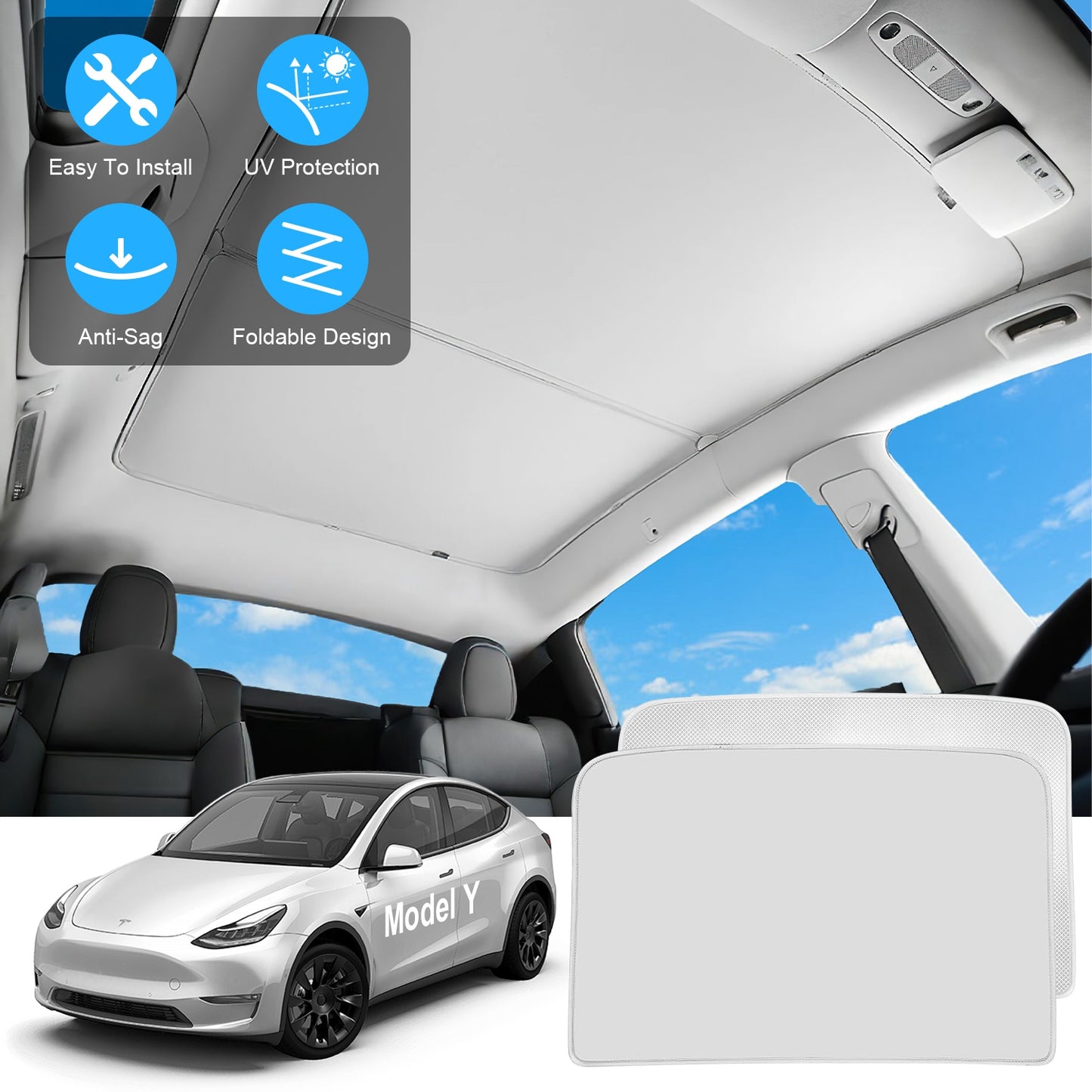 Tesla Model Y Sunshade Roof with UV Protection 2020-2024