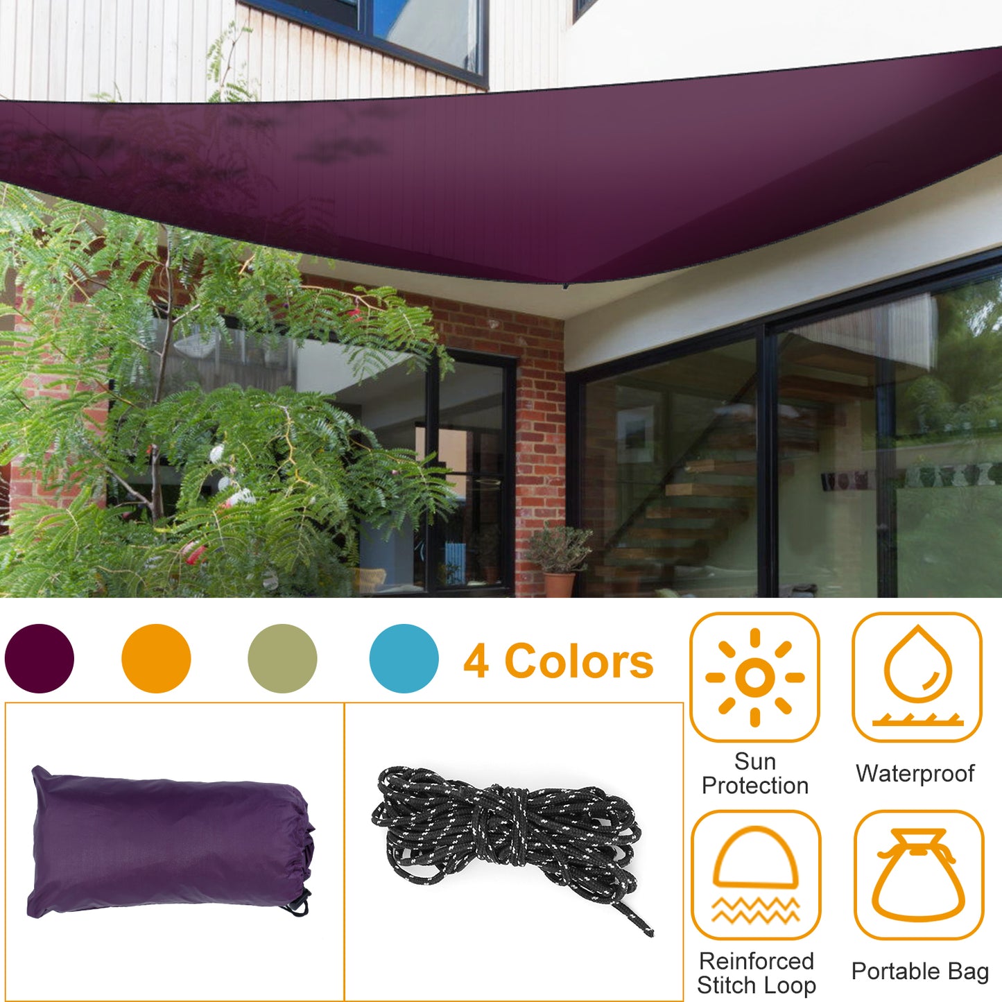 Triangle Shade Sail Canopy - Waterproof Outdoor Sun Shelter
