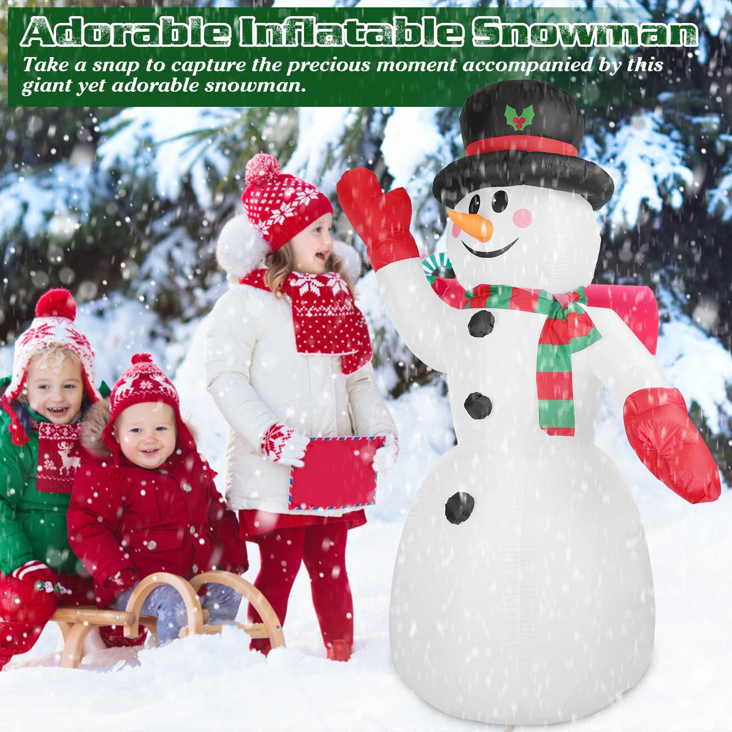 7.9ft Inflatable Christmas Snowman with LED Lights