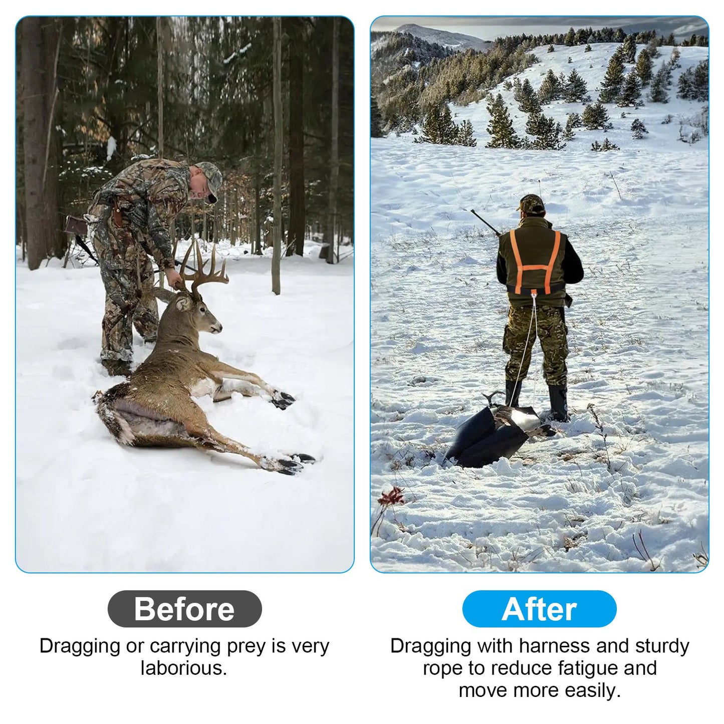 Deer Drag Sled with Handle for Hunting and Game Hauling