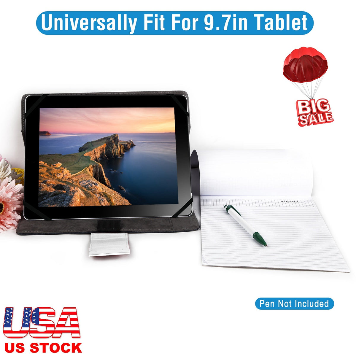 Tablet PC Protector Organizer Case For 9.7in Tablets Business Tablet Portfolio with Notepad Paper