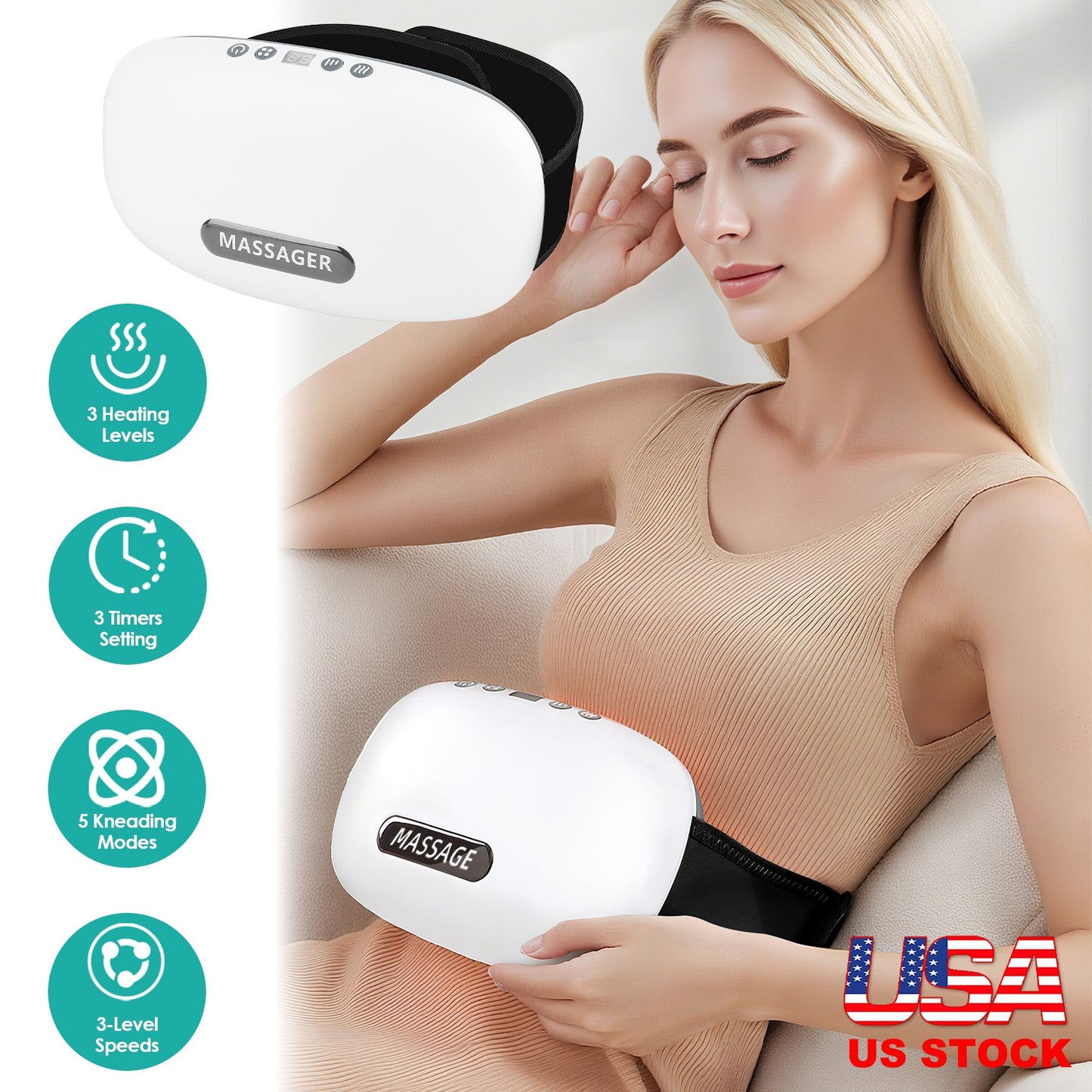 Abdominal Massager with Bian Stone, Red Light & Heat Therapy