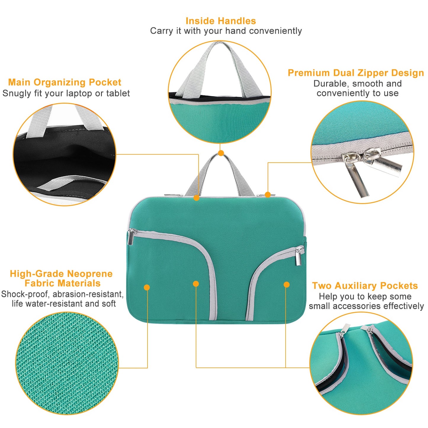 Laptop Sleeve Bag with Front Pockets - Neoprene Protection
