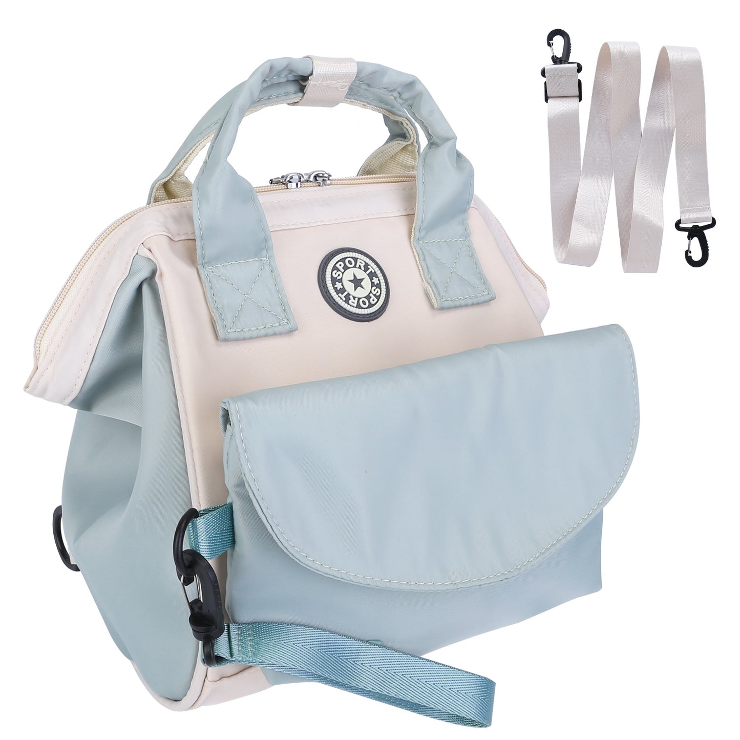 Diaper Bag with 6 Pockets and Detachable Small Bag