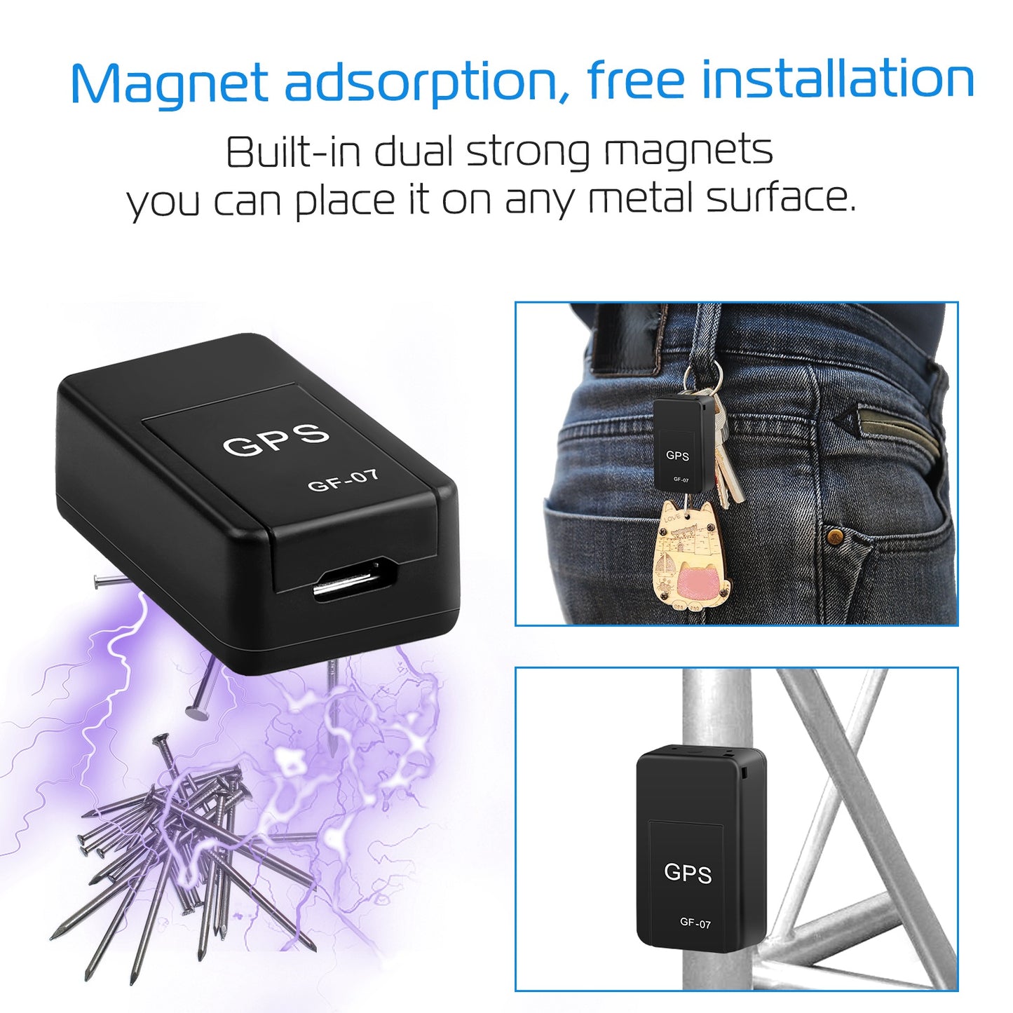 GPS Tracker with Magnetic Mount for Vehicles and Pets