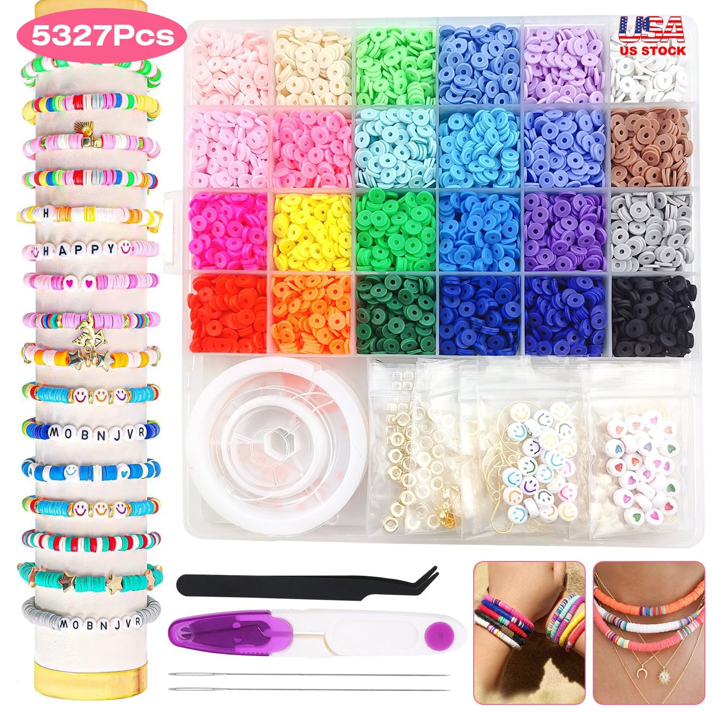 Clay Beads Bracelet Making Kit with 5327 Pieces