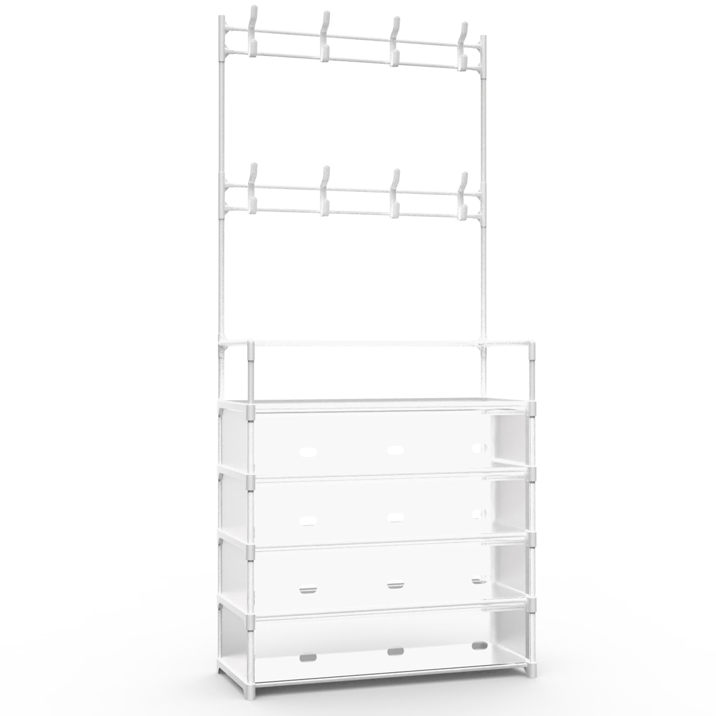 5-Tier Entryway Hall Tree with Coat Hooks & Shoe Storage