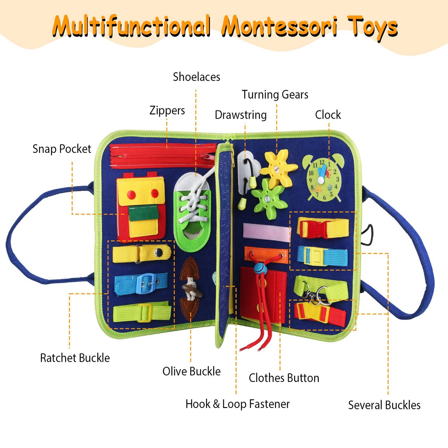 Busy Board Sensory Activity Toy for Toddlers Ages 1-6