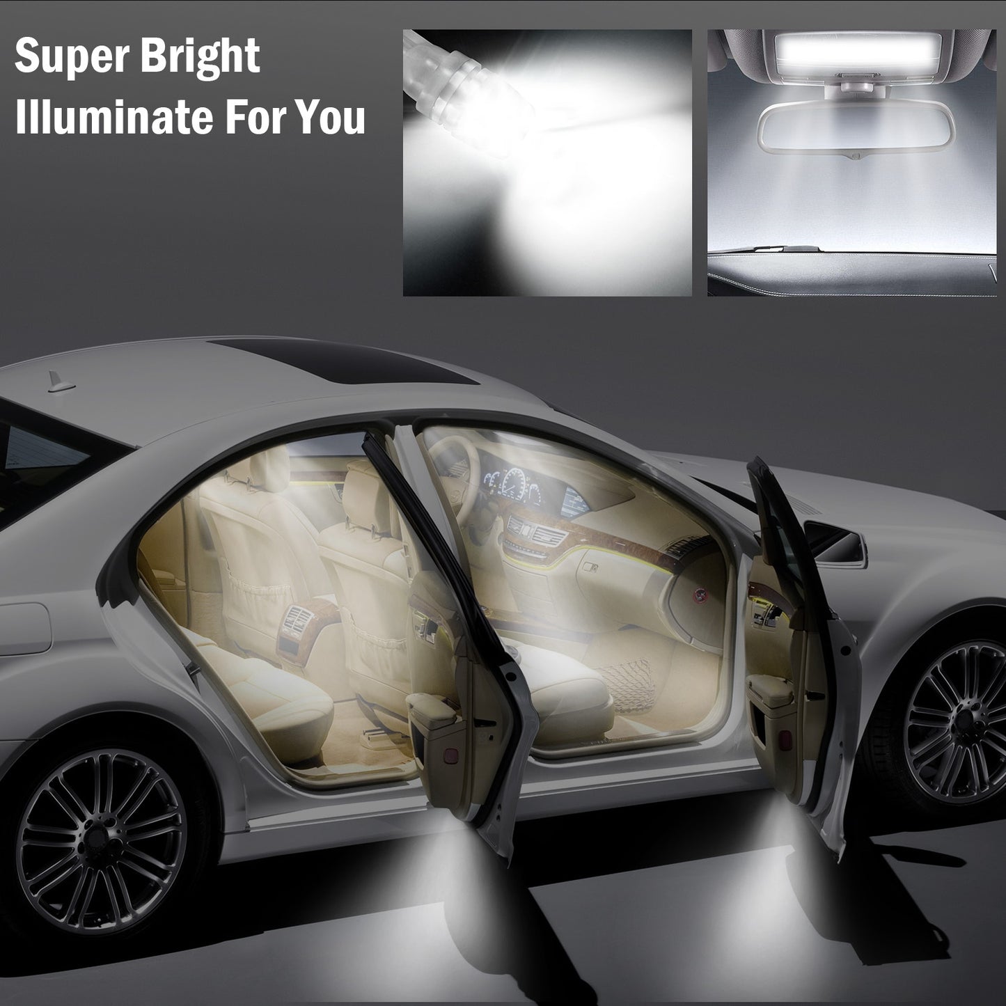 T10 LED Car Light Bulbs 20-Pack 6500K White 500lm Interior