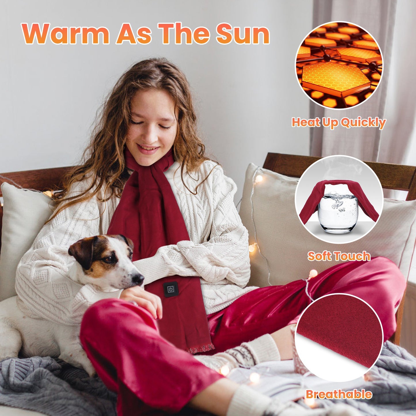 USB Heated Winter Scarf with 3 Temperature Settings