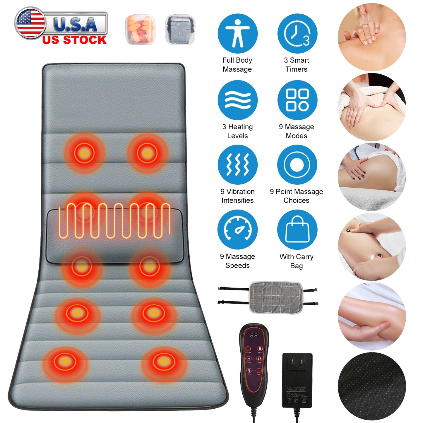Full Body Electric Massage Mat with Heat and Vibration