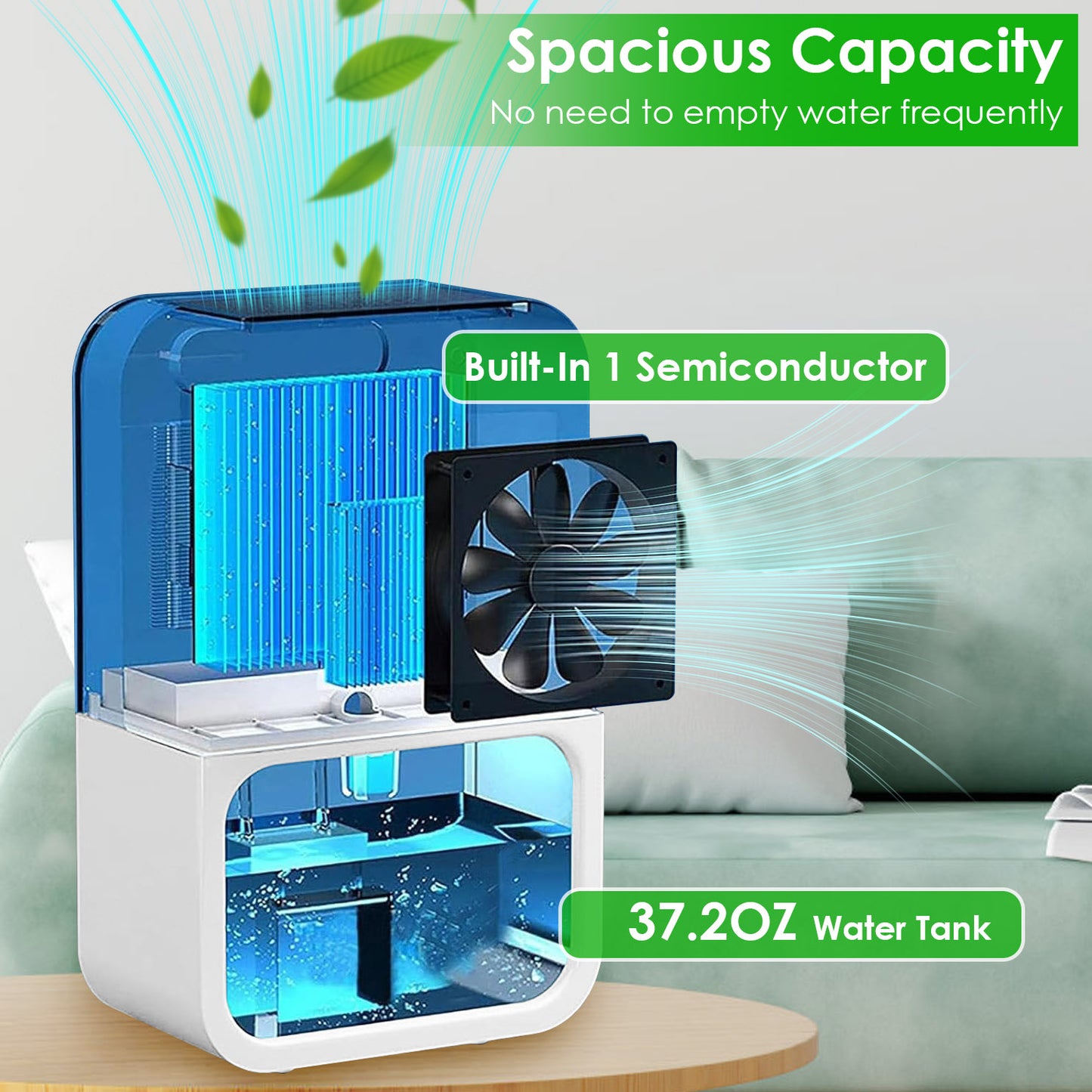 Portable Dehumidifier 37.2oz with Timer & 7-Color Light