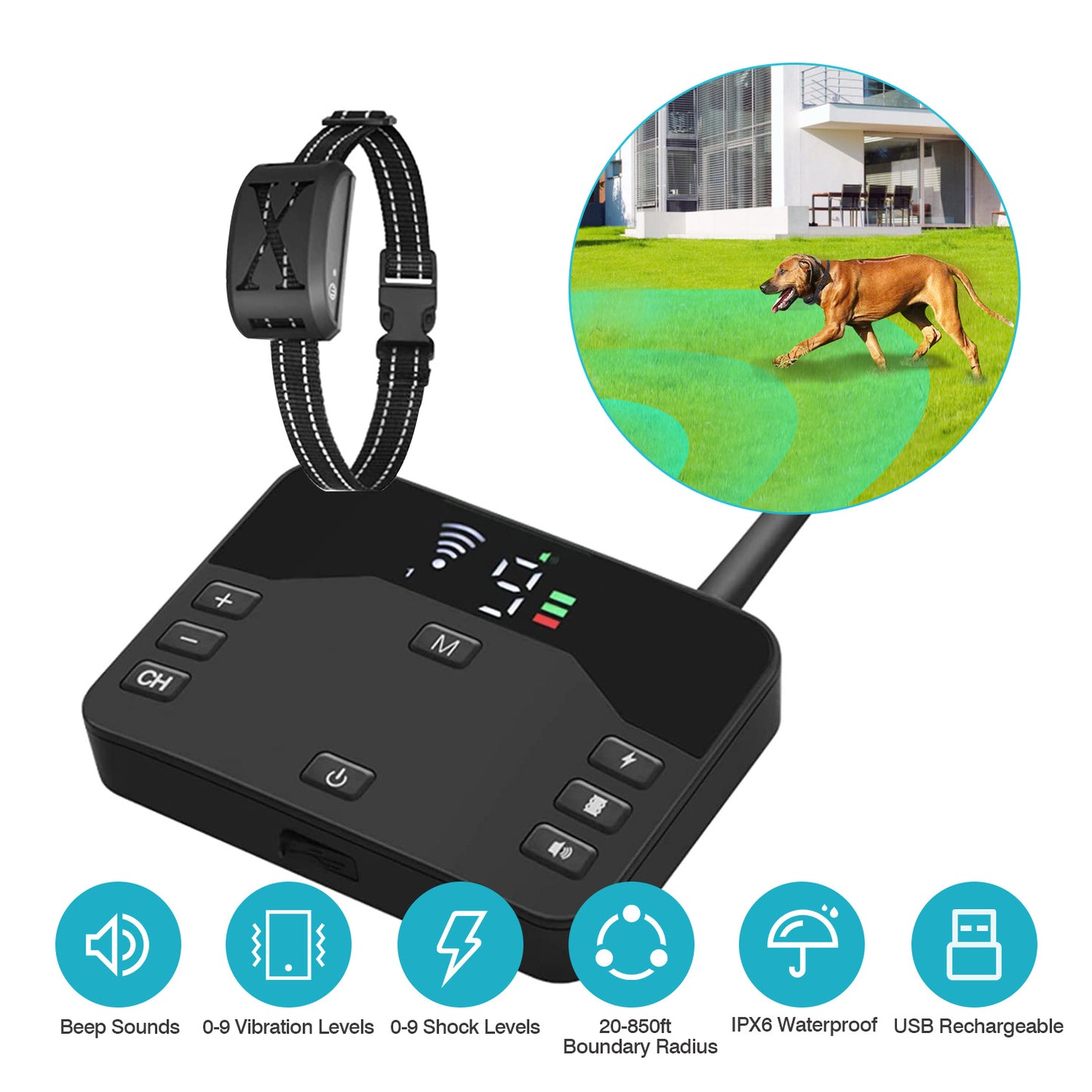 Wireless Electric Dog Fence & Training Collar System