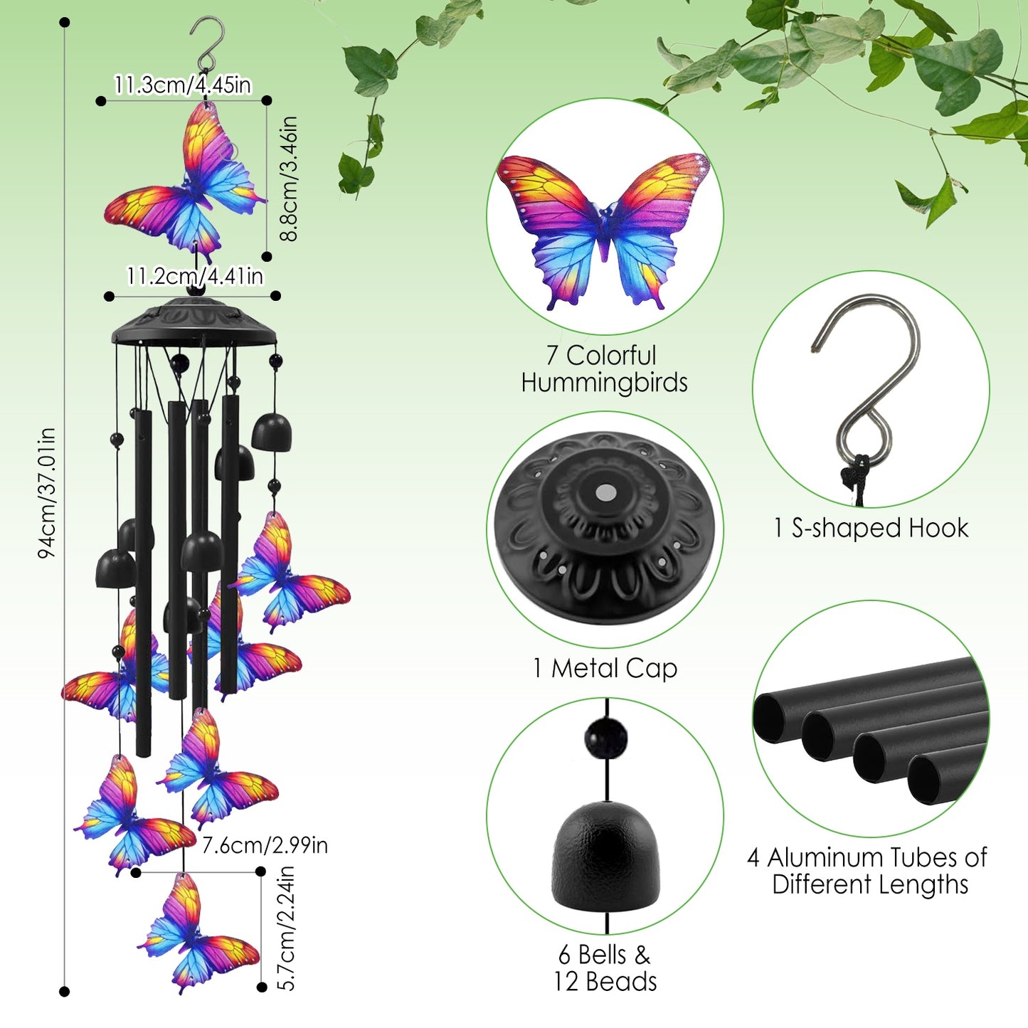 Metal Wind Chimes with Aluminum Tubes for Outdoor Garden Decor