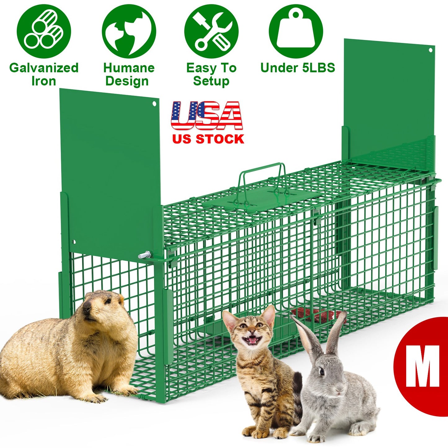 40in Humane Live Animal Trap Cage for Raccoons & Opossums