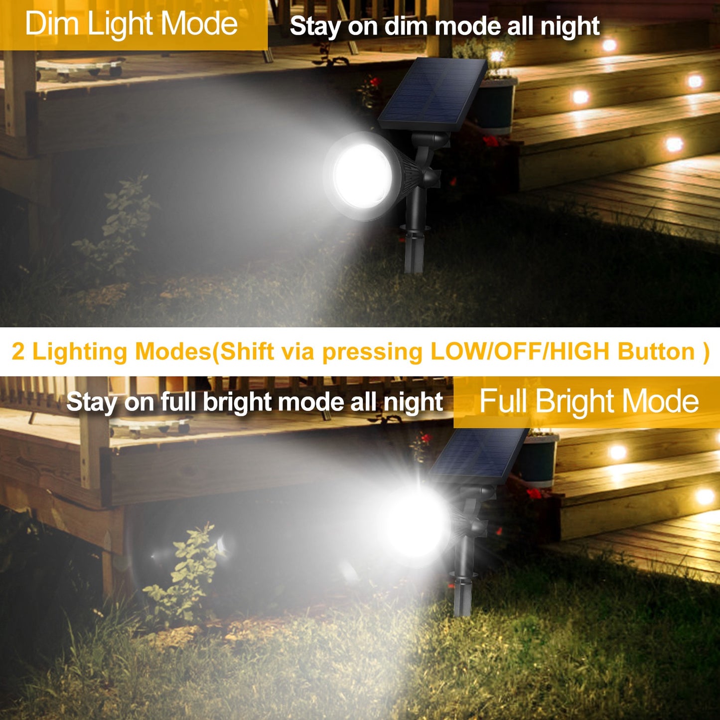 Solar Spotlight Outdoor 2-Pack with Dusk to Dawn Sensor