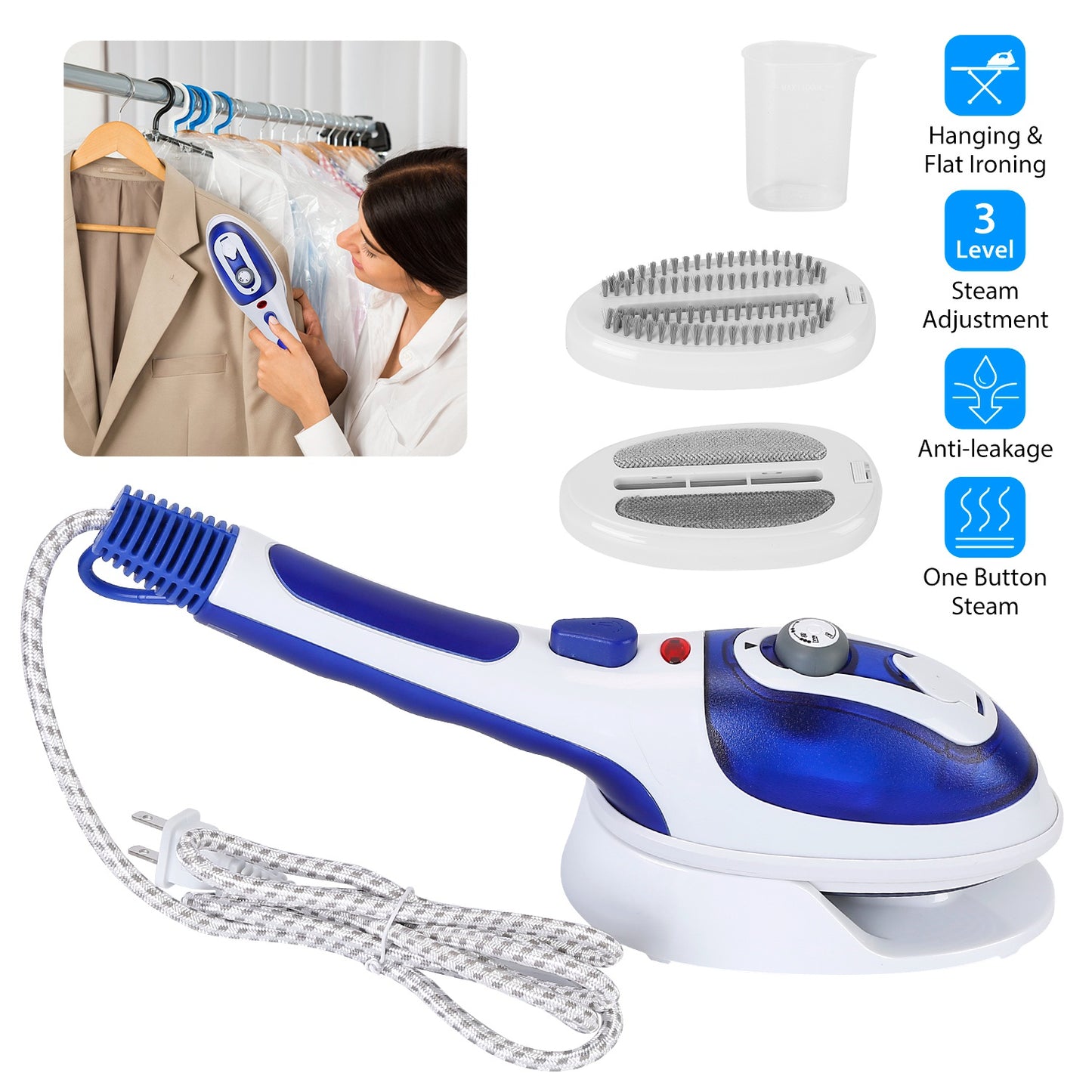 Handheld Garment Steamer with 3 Adjustable Steam Levels