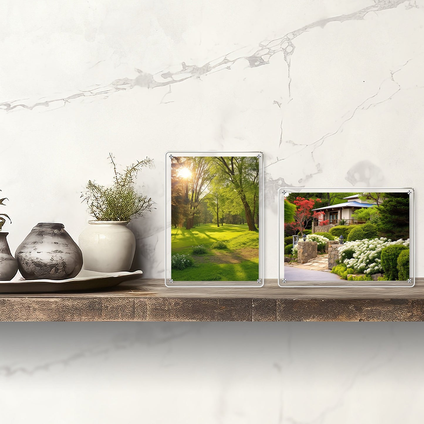 Acrylic Photo Frames 5x7 Inch - Set of 4 Magnetic Frameless