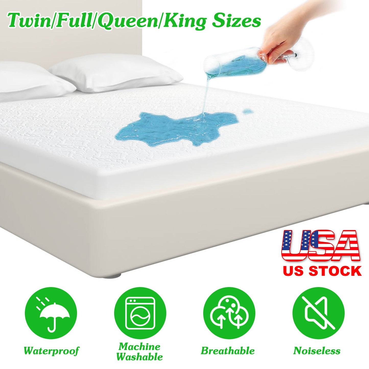 Waterproof Mattress Protector Full Size Cotton Breathable