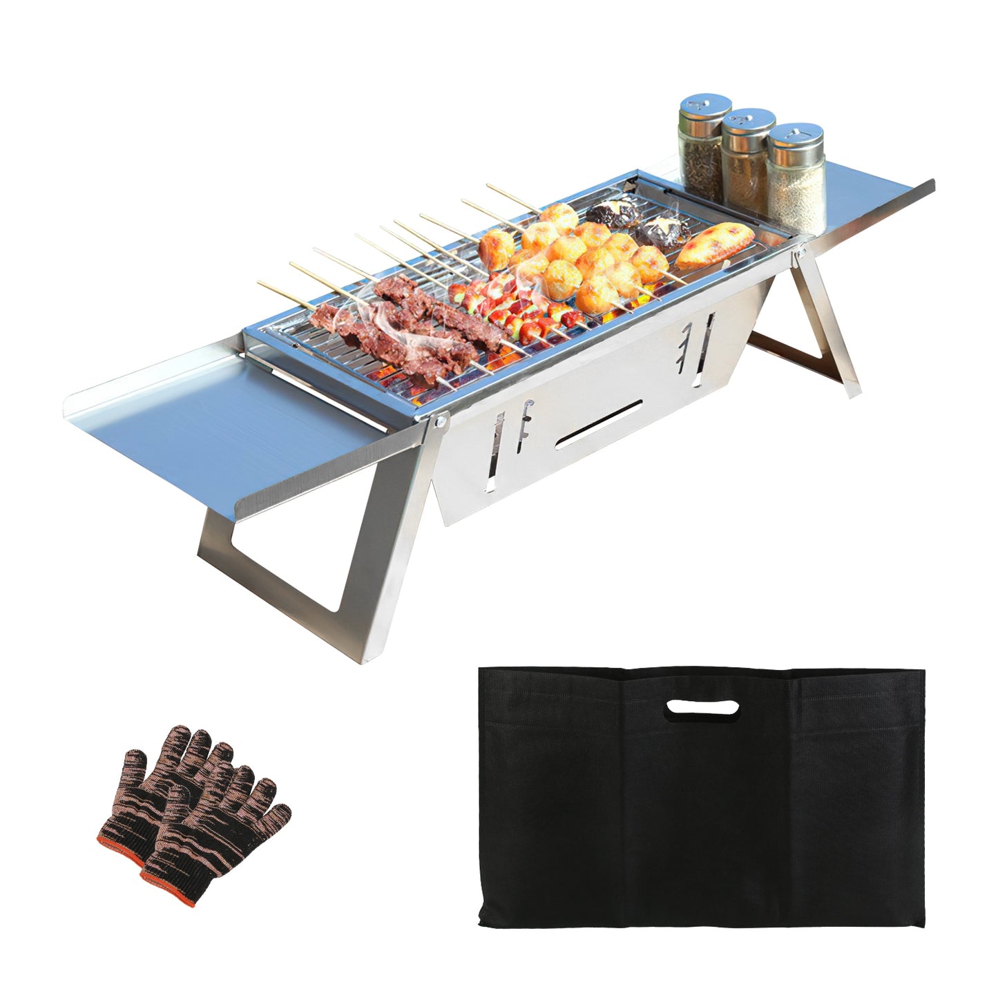 3-in-1 Foldable Charcoal Grill Fire Pit & Slow Cooker Portable