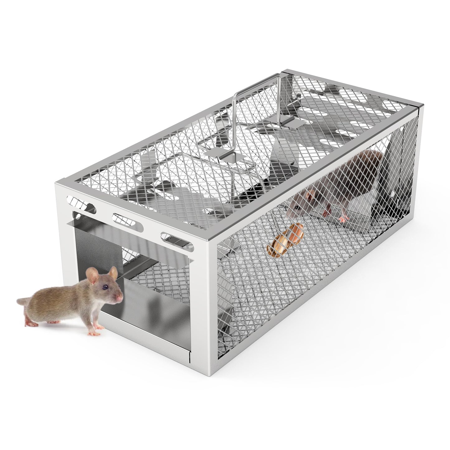 2-Pack Humane Rat Trap with Dual-Door Continuous Catch