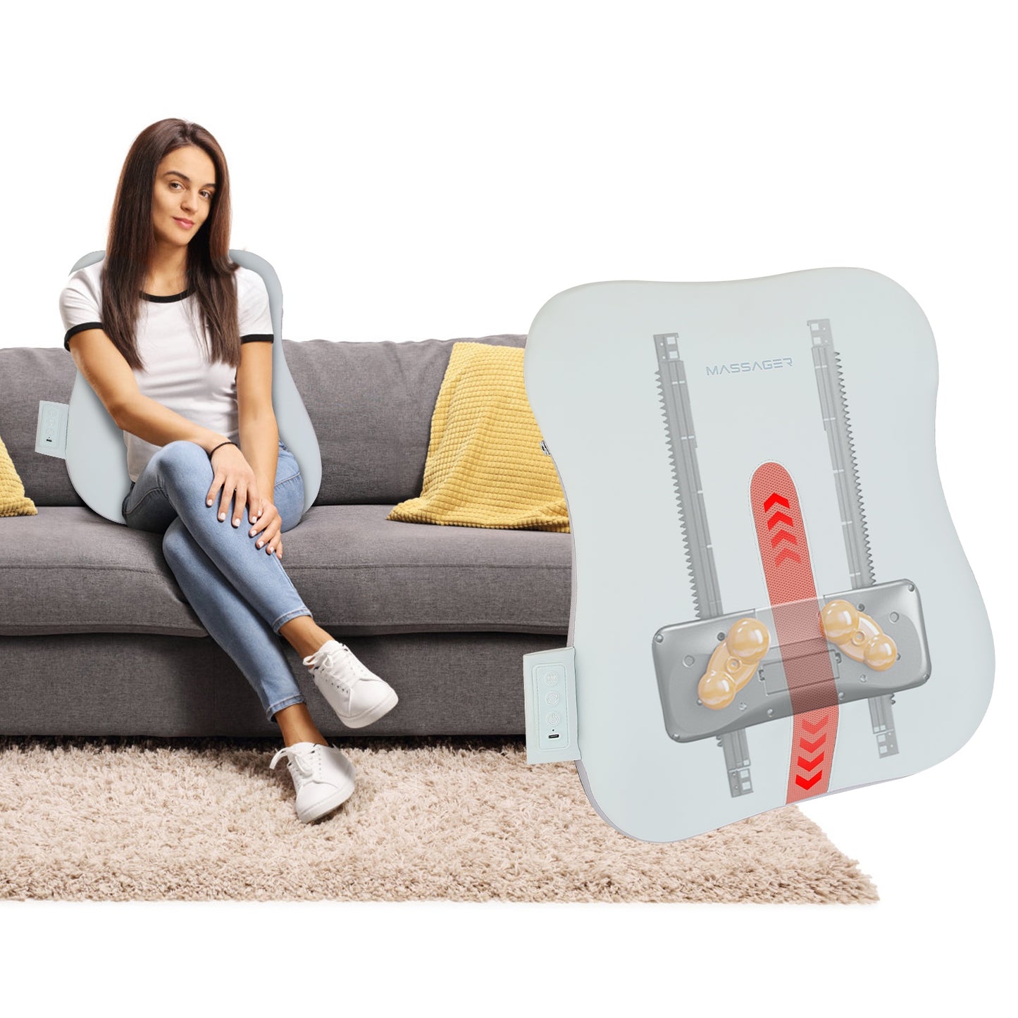 Shiatsu Back Massager with 3D Kneading & Cordless Design