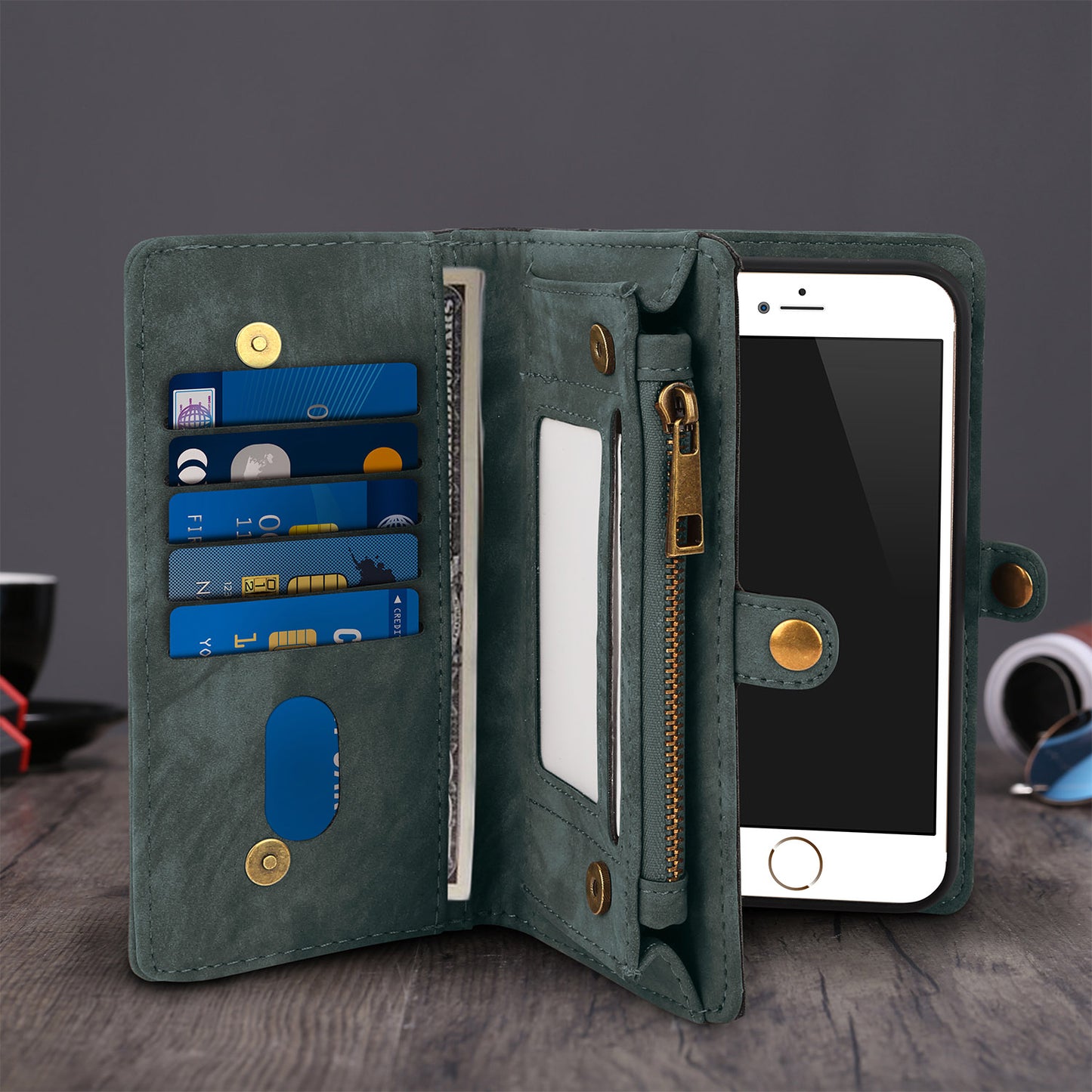 iPhone 6 Plus Wallet Case with Detachable Magnetic Cover