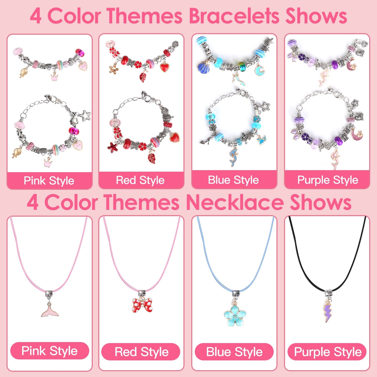 66-Piece Kids' DIY Charm Bracelet Kit