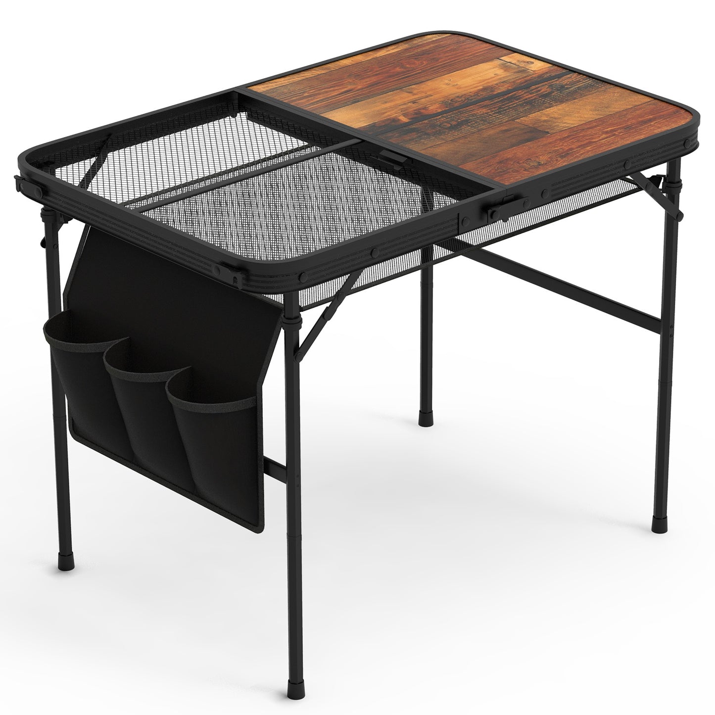 Foldable Camping Table with Adjustable Height & Storage Net