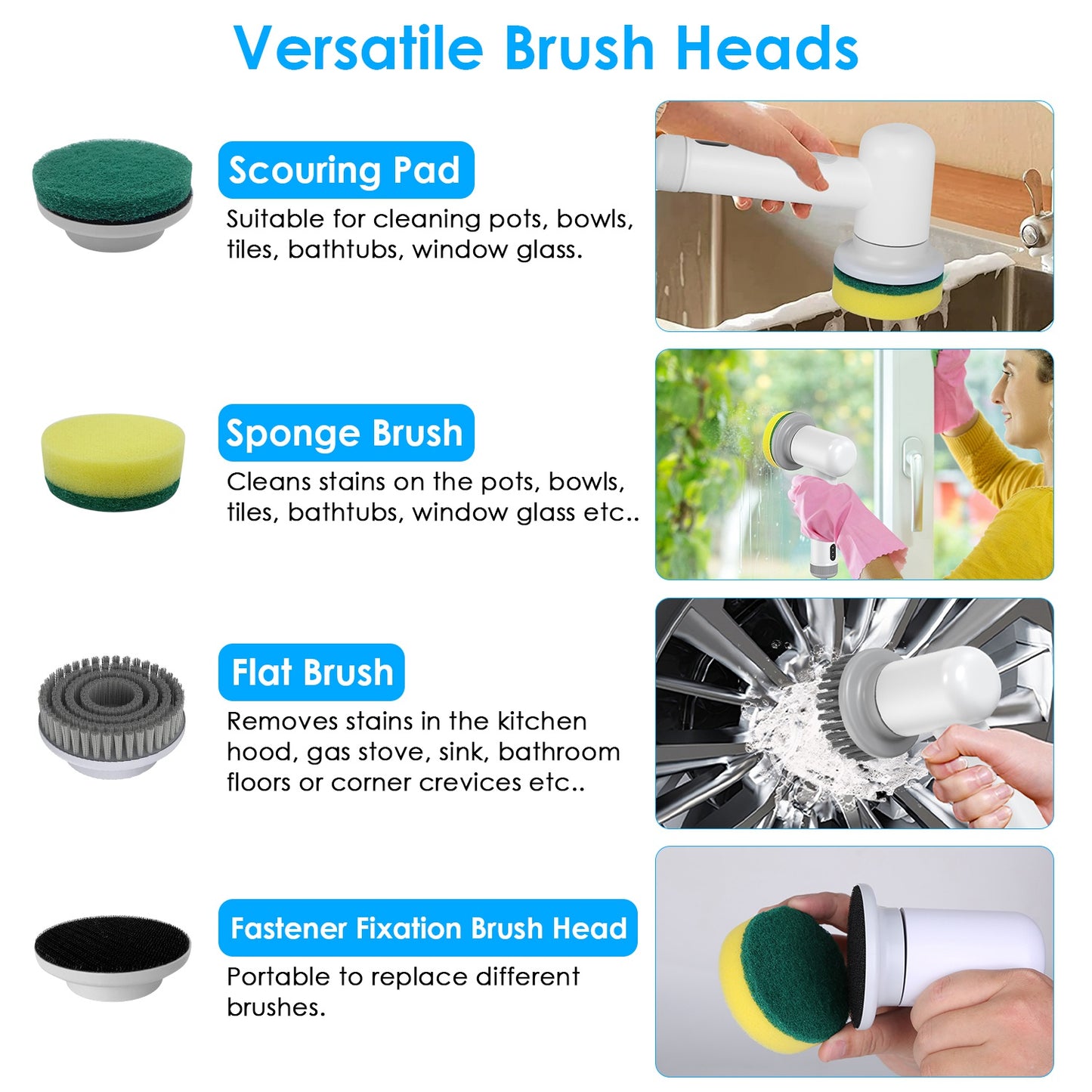 Electric Spin Scrubber with 4 Brush Heads & 2 Speeds