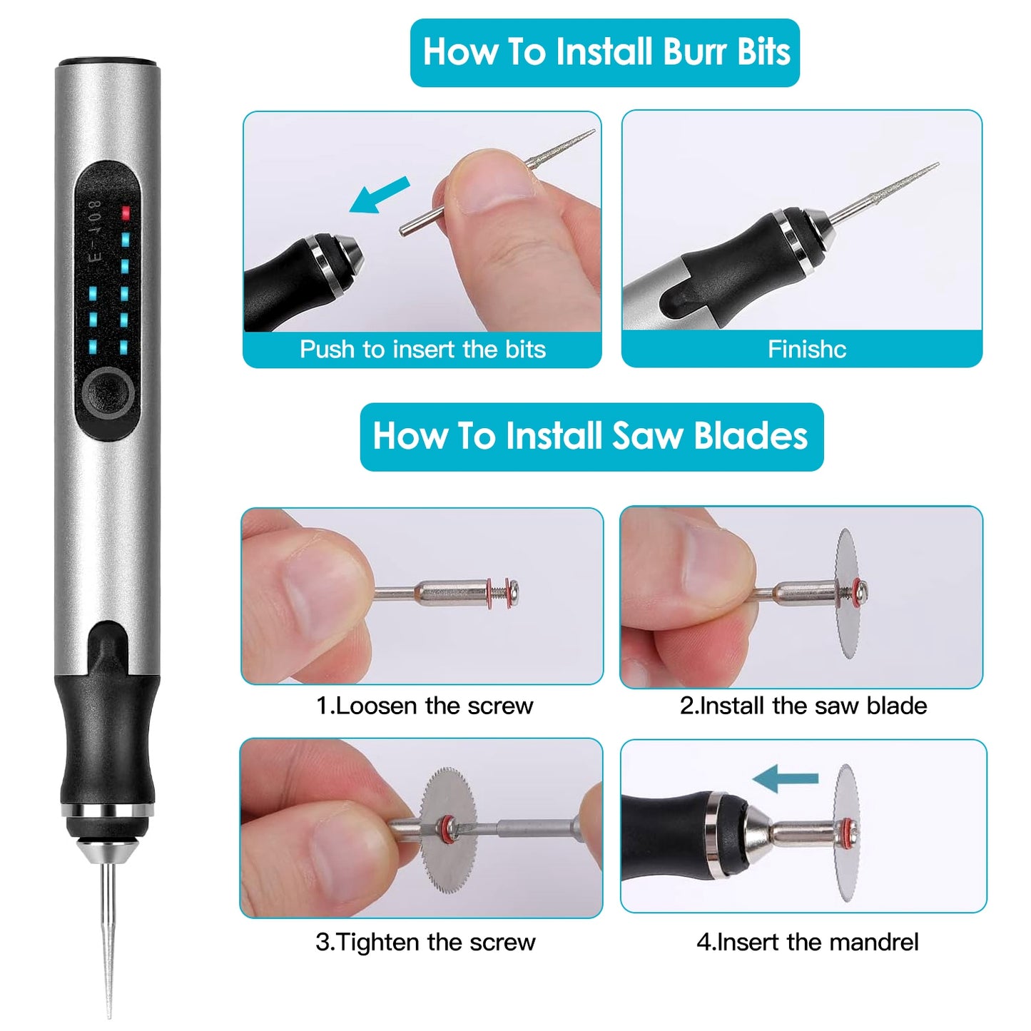 Electric Engraving Pen with 33 Bits & 3 Speed Settings