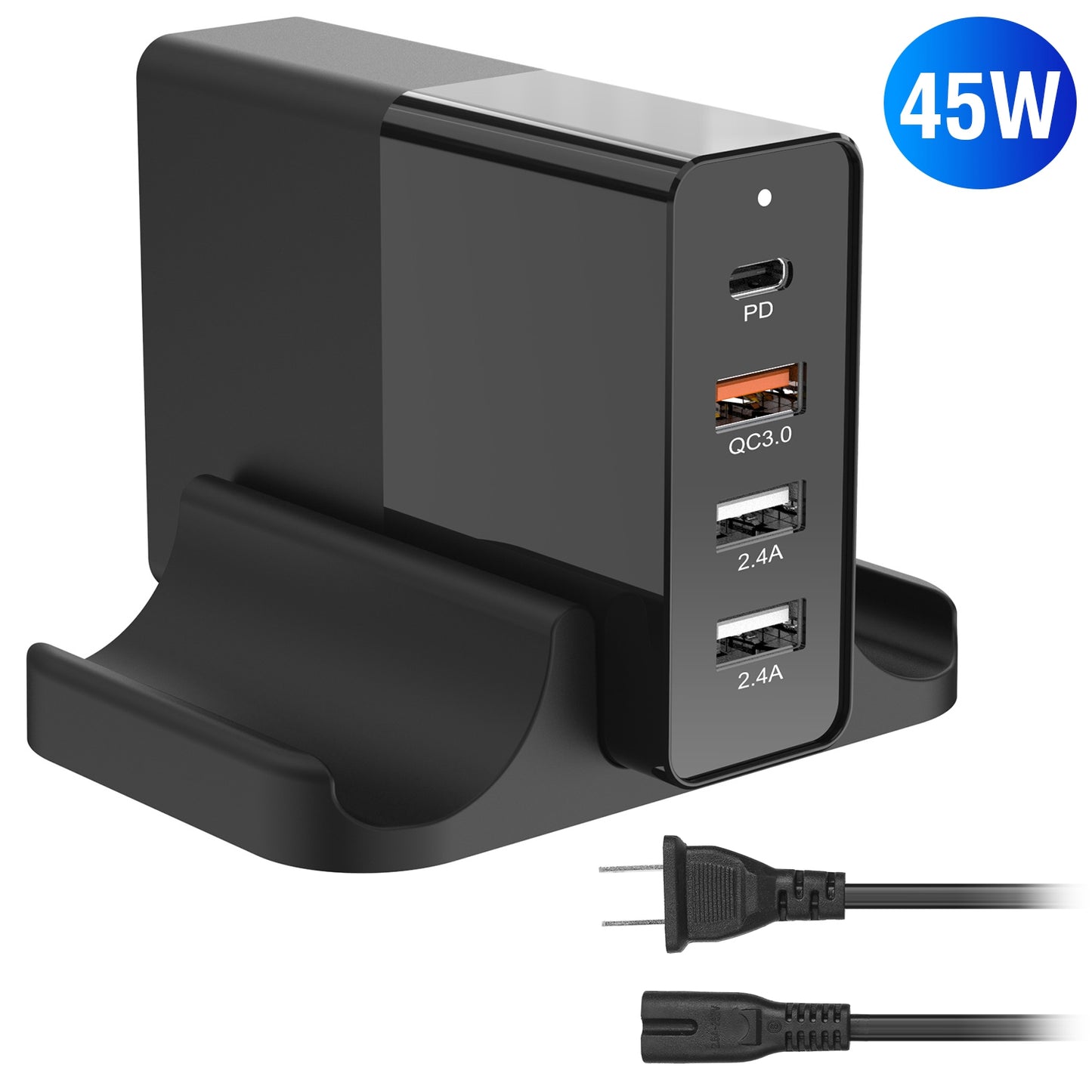 45W 4-Port USB Fast Charger with Type-C and USB-A Ports