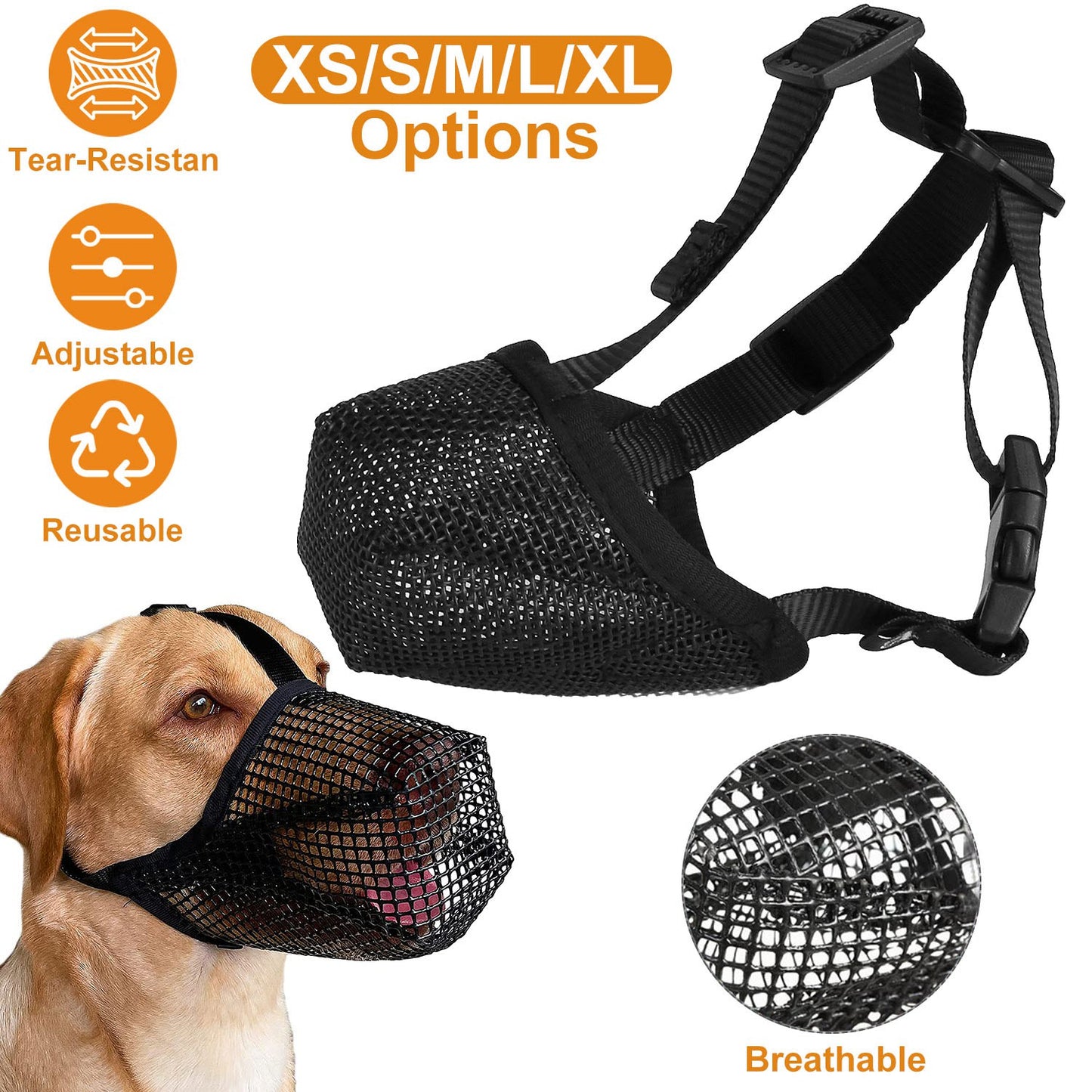 Soft Mesh Dog Muzzle with Adjustable Straps