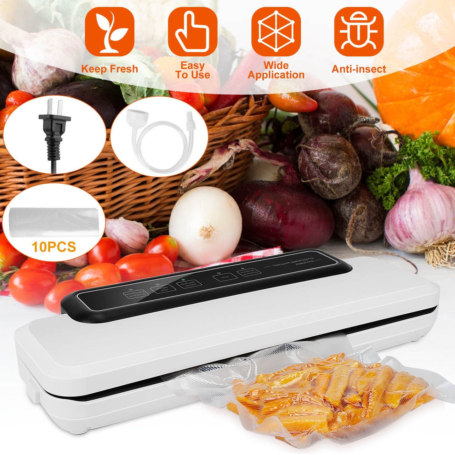 Electric Vacuum Sealer Machine with 10 Bags
