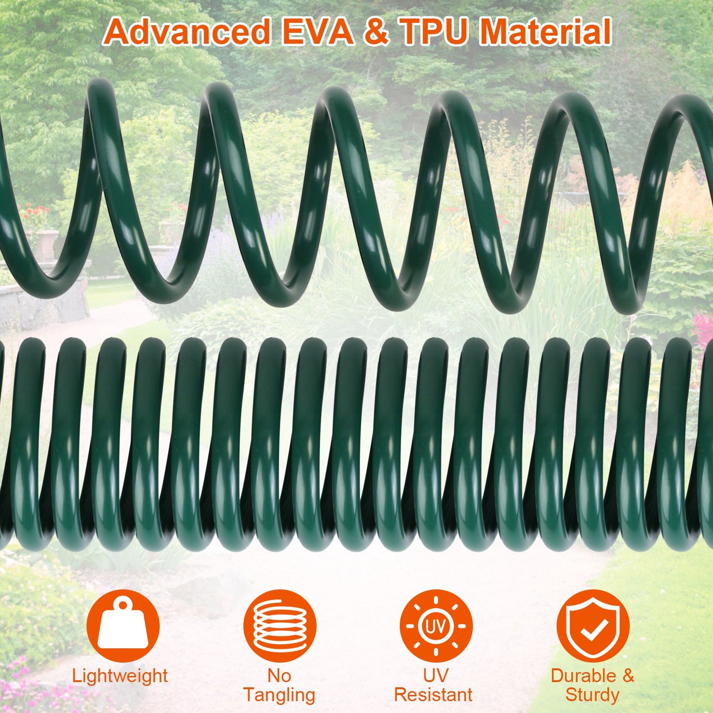 Self-Coiling Garden Hose with 7-Mode Sprayer - 49.2ft