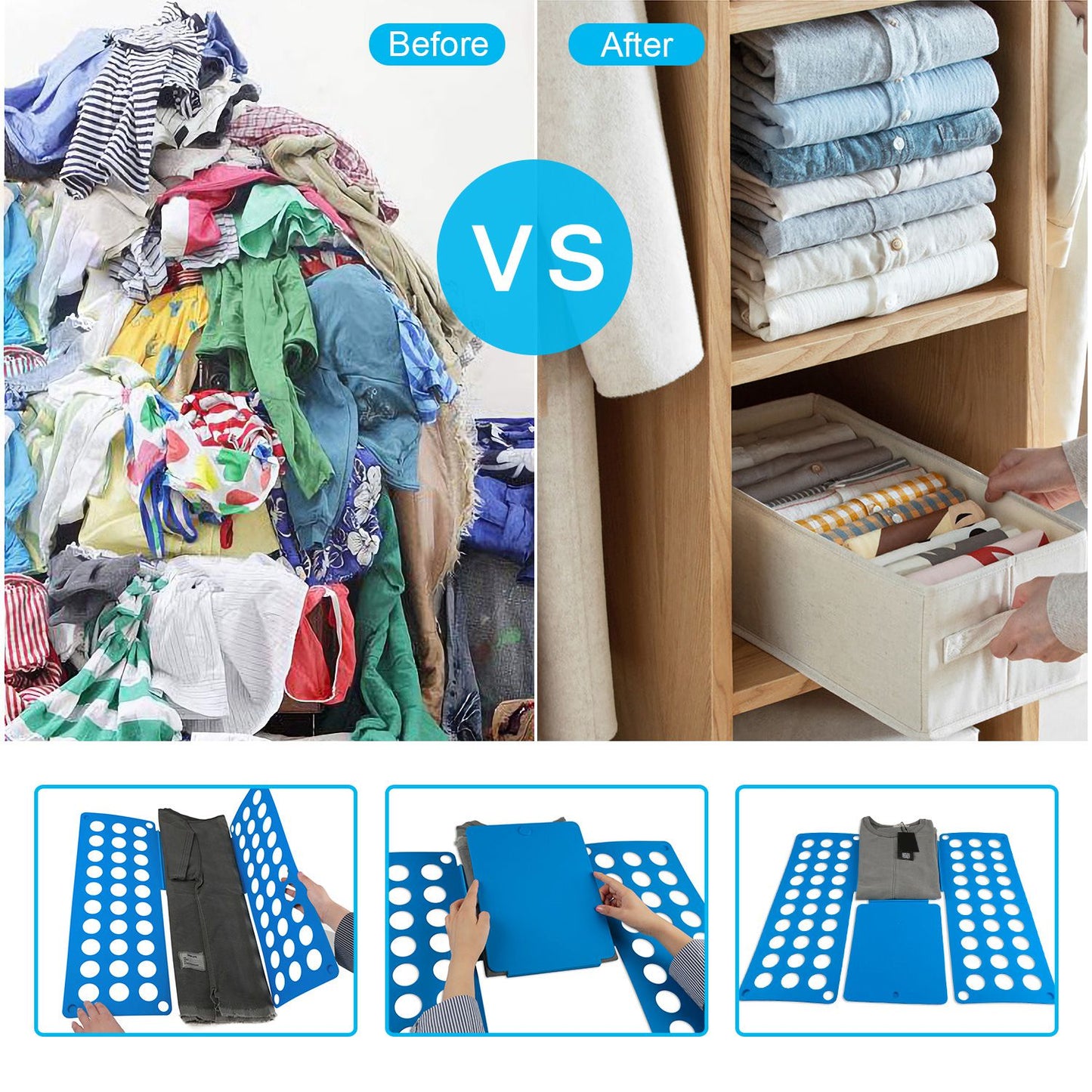 Shirt Folding Board - 23x27 Inch Plastic Clothes Organizer