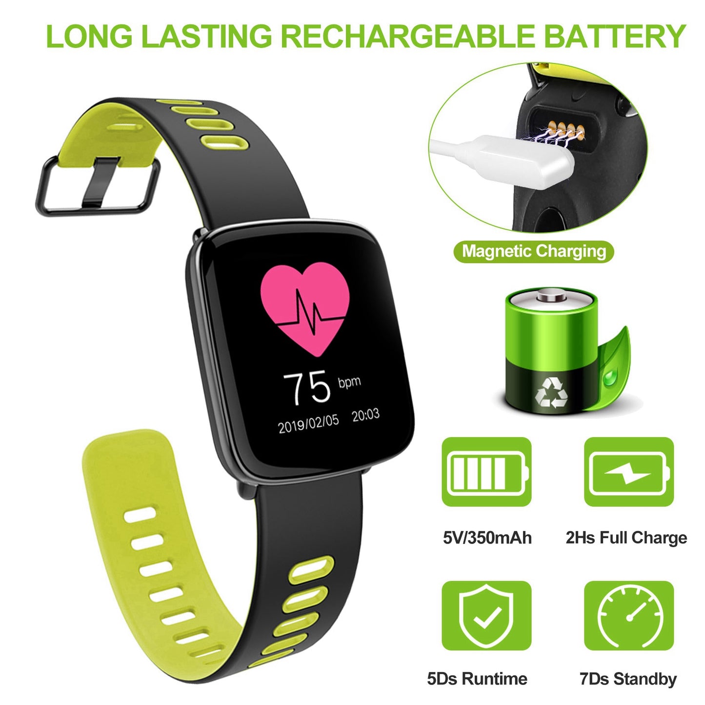 Fitness Tracker Smart Watch 1.54" IP68 Waterproof Heart Rate