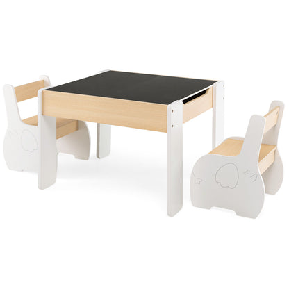 Kids Activity Table and Chair Set with Storage & Blackboard