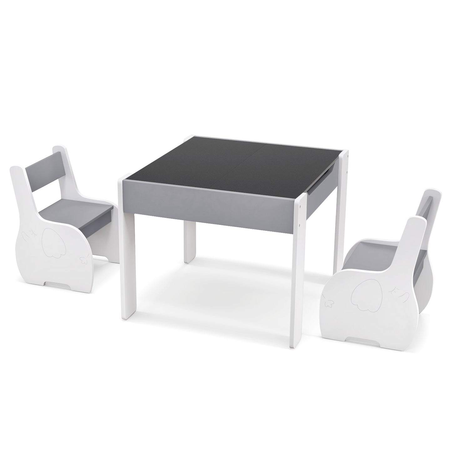 Kids Activity Table and Chair Set with Storage & Blackboard